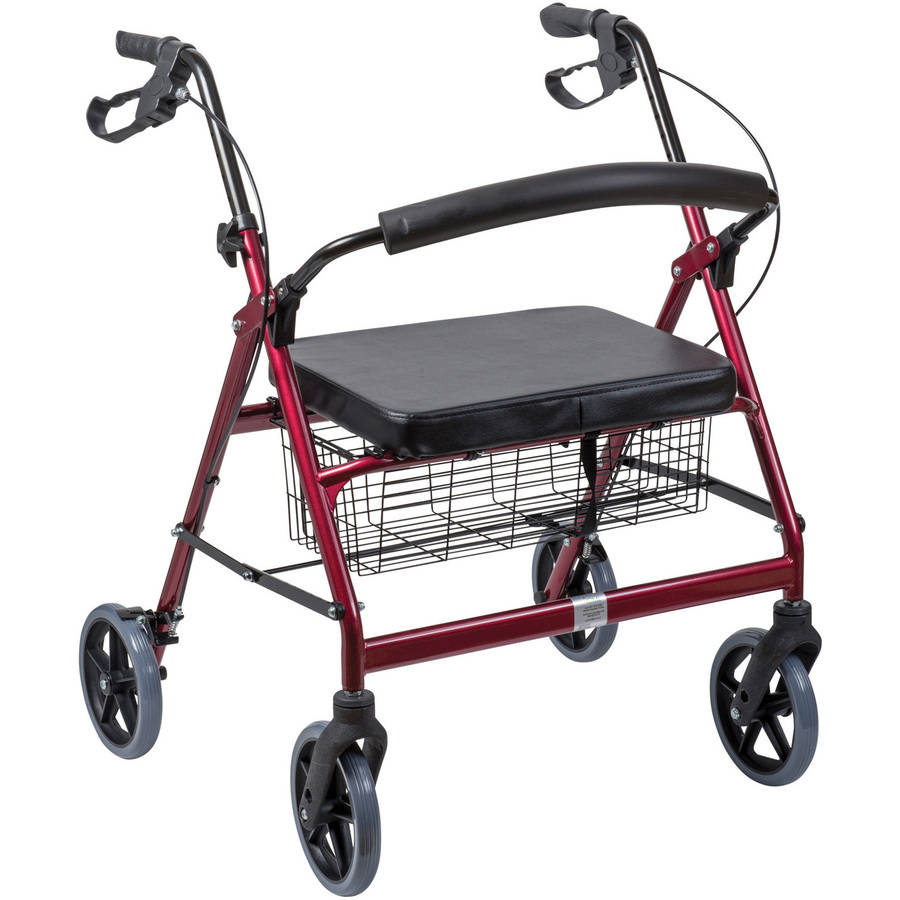 Image of the Bariatric Rollator with Padded Seat in Burgundy.