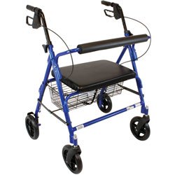 Image of blue Bariatric Rollator with Padded Seat.