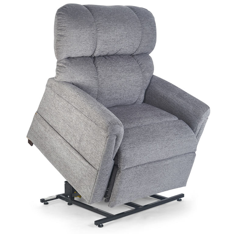Image of the grey Comforter Power Lift Chair Recliner in Anchor lifted.