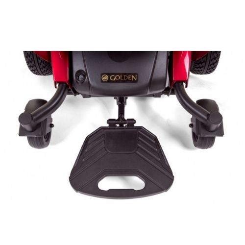 Image of the footplate of the Golden Compass Sport Power Chair.
