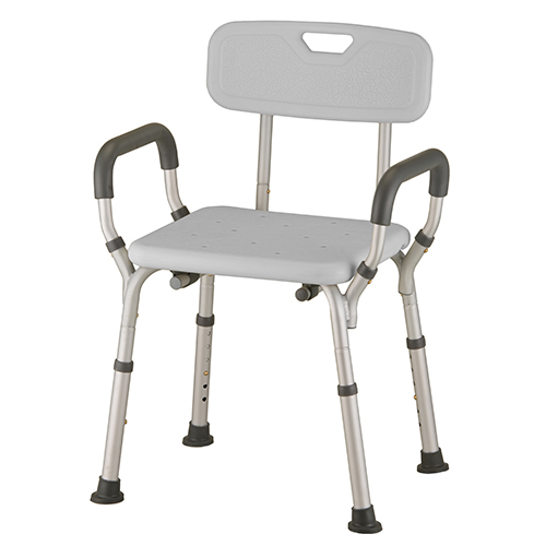 Image of the Nova grey bath seat with a back to it and arms.