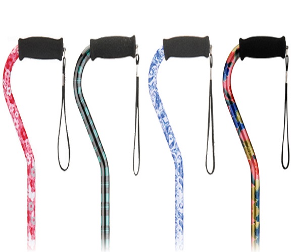 Nova Ortho-Med Designer Aluminum Offset Canes Image of Nova Ortho-Med cane selection.