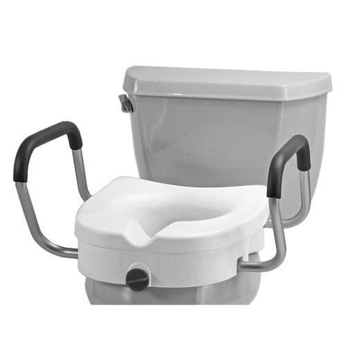 Nova Ortho-Med Raised Toilet Seat with Detachable Arms Image of toilet seat with detachable arms.