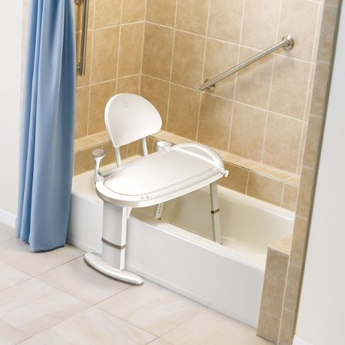 Premium Home Care - Transfer Bench In Tub Image of the Premium Home Care - Transfer Bench in the bathtub.