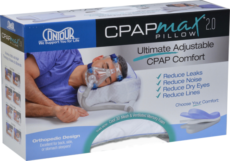 Image of the CPAPMax Pillow 2.0 packaging.