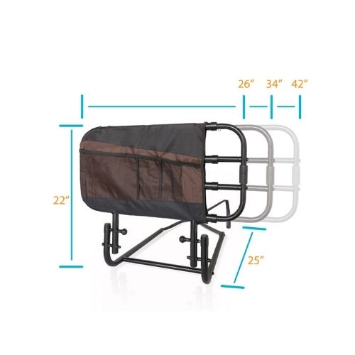 Stander EZ Adjust Bed Rail Dimensions Stander EZ Adjust Bed Rail dimensions listed on graphic.