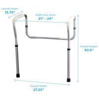 Image of the Toilet Safety Frame and its dimensions. thumbnail