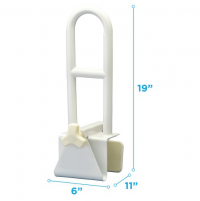 Tub Grab Bar Specs thumbnail Image of the Tub Grab Bar with specs written around it. thumbnail