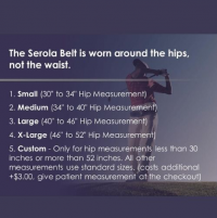 Image of the Serola Sacroiliac Belt sizes on a graphic. thumbnail