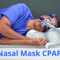 Image of man with CPAP mask using the pillow. thumbnail