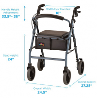 Image of the Zoom 24 Rolling Walker with specs. thumbnail