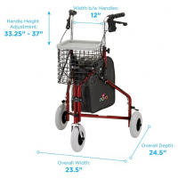 Image of the specs of the Traveler 3 Wheel Walker. thumbnail