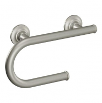 Image of the brushed nickel multi-purpose grab bar with toilet paper holder. thumbnail