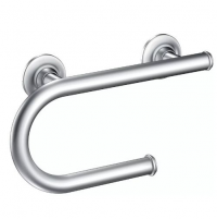 Image of chrome multi-purpose grab bar with toilet paper holder. thumbnail