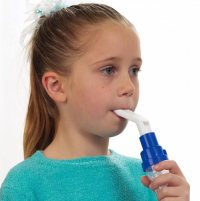 Image of a girl using the Sidestream Disposable Nebulizer. thumbnail