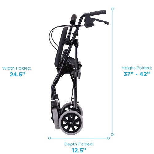 Image of the Zoom 22 Rolling Walker folded with specs.